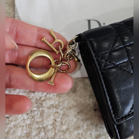 SOLD! Christian Dior Lady Dior Lotus Wallet Black Cannage Lambskin - Picture 7 of 11